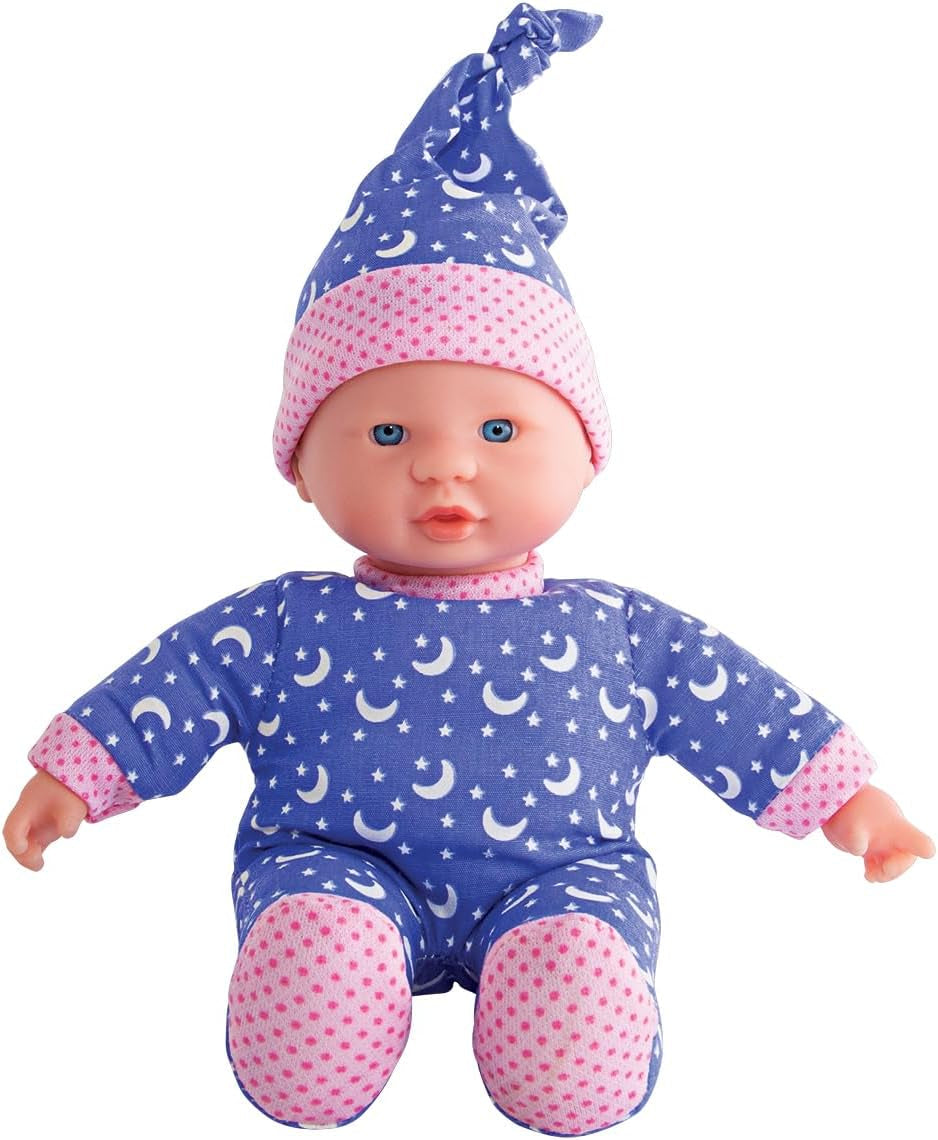 Simba 105010010 – Laura Little Star Weichkörperpuppe in einem süßen Kleid und leuchtender Mond- und Sternenmütze, 20 cm, leuchtende Babypuppe ab 12 Monaten