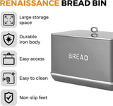 Tower T826175GRY Renaissance-Brotkorb, Fassungsvermögen 16 l, Einzeldeckel, grau Lebensmittelaufbewahrungsboxen Naty Shop