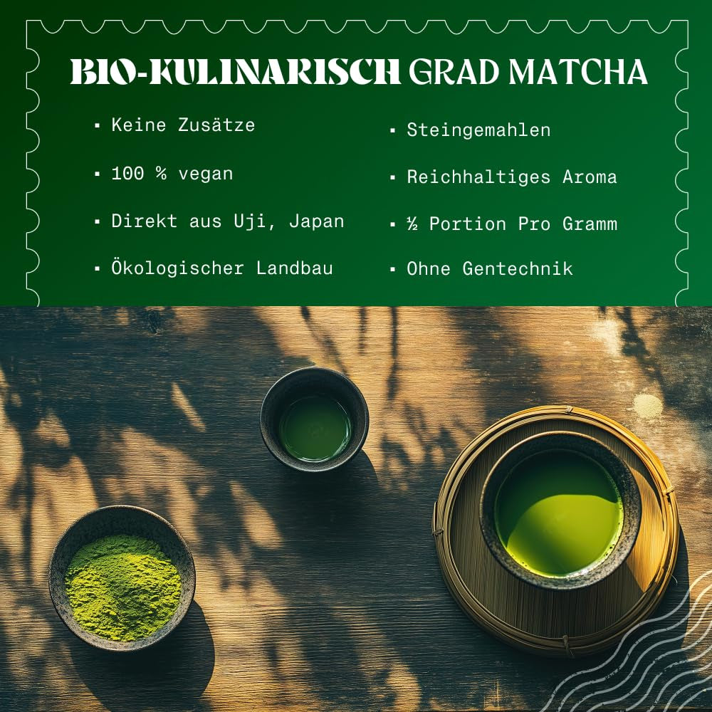 Naturalebio BIO Grüntee-Pulver 100 g. Zum Kochen und Backen. Original japanischer Matcha. Grüner Tee aus Japan, vegan, glutenfrei und gentechnikfrei. Natürliches Bio-Produkt.