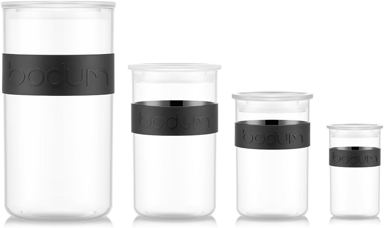 BODUM PRESSO Vorratsdosen, Kunststoff, schwarz, 4 x 0,25 l, 3 x 0,6 l, 3 x 1 l, 2 x 2 l Frischhaltedosen Naty Shop