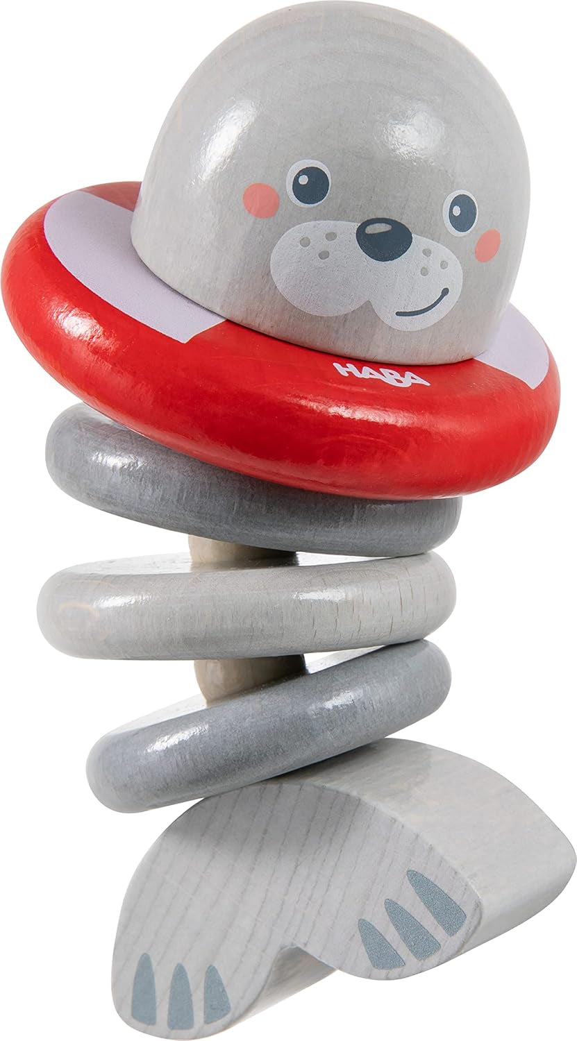 HABA 306691 - Rasselfigur Robbe, Greifling ab 6 Monaten, Made in Germany, grau Bebe Toys Naty Shop Standardtitel