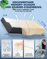 IDEA Kissen, ergonomisches orthopädisches Kissen gegen Nackenschmerzen, Memory-Schaum-Kissen für Seiten-, Rücken- und Bauchschläfer, Anti-Schnarch-Kissen für Männer und Frauen (62 x 34,5 x 12/8 cm). Orthopädische Nackenkissen von Naty Shop