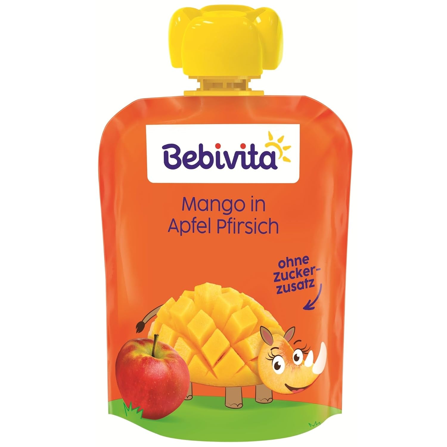 Mango-Apfel-Pfirsich-Quetschbeutel – 16er-Pack (4er-Pack, 4 x 90 g pro Stück), ohne Zuckerzusatz, glutenfrei, ideal für verpackte Snacks und unterwegs