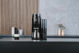 Melitta AromaFresh Therm Pro X – Espressomaschine mit Filter, integriertem Mahlwerk, abnehmbarem Wassertank, Thermokaraffe aus Edelstahl und Timerfunktion, für bis zu 8 Tassen Kaffee, Schwarz/Silber