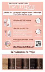 L'Oréal Paris Permanente Haarfarbe für jeden Hautton, Färben ohne Ammoniak, universelle Nude-Töne mit vollständiger Abdeckung grauer Haare, Excellence Creme, Nr. 5U Hellkastanie (braun), 1 Stück Naty Shop Haarfärbemittel