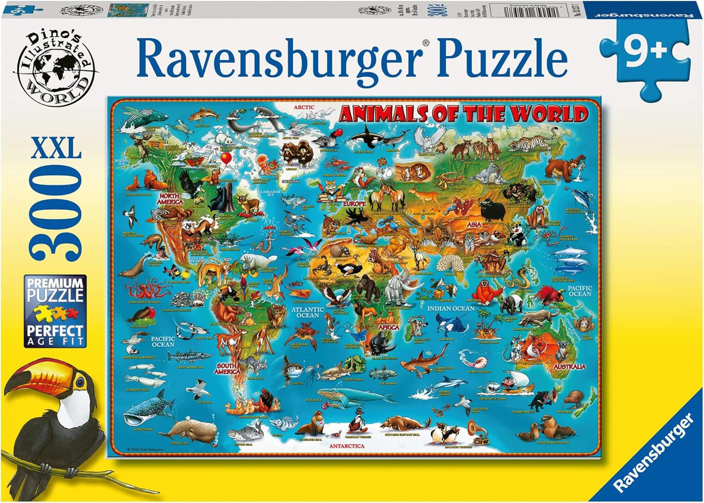 Ravensburger Puzzle für Kinder – 13257 Tiere auf der ganzen Welt – Weltkartenpuzzle für Kinder ab 9 Jahren, mit 300 Teilen im Xxl-Format Puzzle Naty Shop Standardtitel