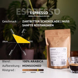 ESPRESSO | Kaffeebohnen 500g - 100% Arabica | Frisch geröstet für die Zubereitung von Espresso | Ganze Kaffeebohnen | Klassischer Kaffeegeschmack