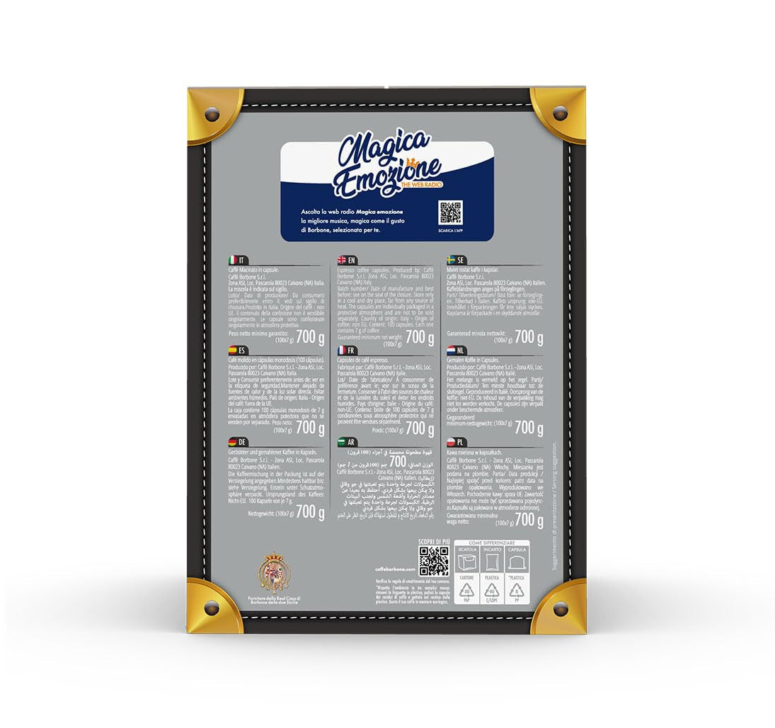 Caffè Borbone Blue Kaffeemischung – 100 Kapseln – kompatibel mit Kaffeemaschinen der Marke Lavazza®* Espresso Point®*