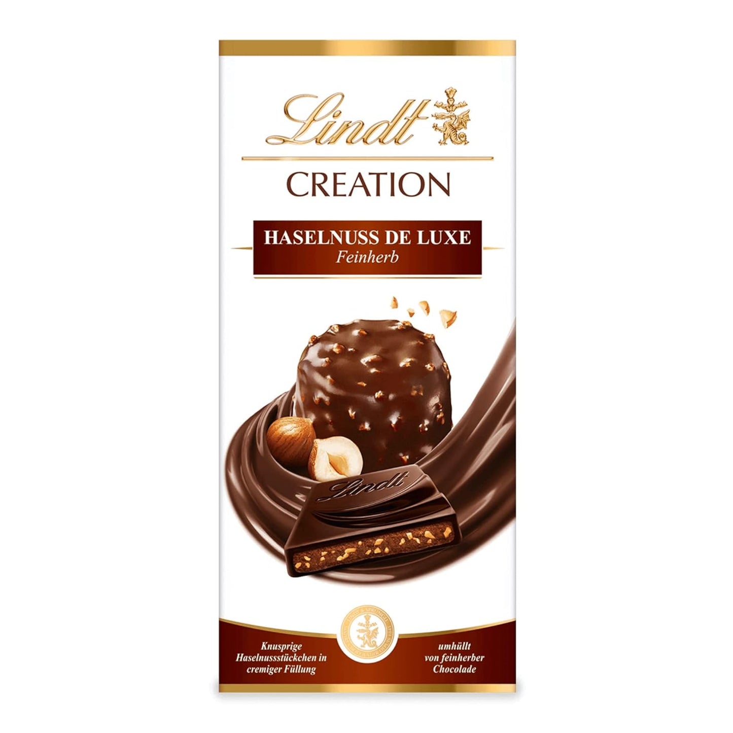 Lindt Creation Hazelnut De Luxe Bar – Dunkle Schokolade mit knusprigen Haselnüssen in cremiger Füllung