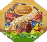 Ostermischung Lindt Schokolade LINDOR | Schachtel 144g | LINDOR-Eier, die auf der Zunge zergehen, in drei Varianten: Milchschokolade, Zartbitterschokolade, Haselnuss | Osterschokolade | Geschenk aus Schokolade | 1 Packung