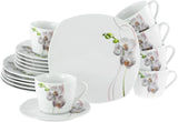CreaTable, 24024, Serie „Square Orchid“, 18-teiliges Tafelservice für 6 Personen, Kaffeeservice aus Porzellan, spülmaschinen- und mikrowellengeeignet, hochwertige Herstellung