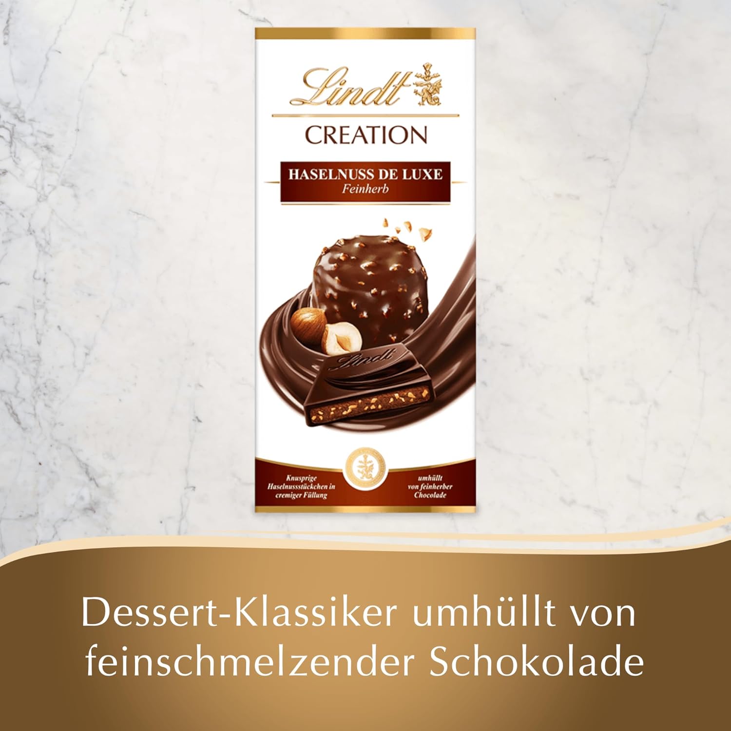 Lindt Creation Hazelnut De Luxe Bar – Dunkle Schokolade mit knusprigen Haselnüssen in cremiger Füllung