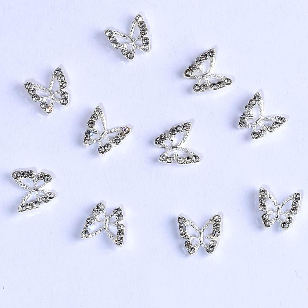 10 Stück Legierung Schmetterling Nagel Charms Metall Nail Art Anhänger Steine ​​für Diamanten Nägel Edelsteine ​​Nagel Schmuck Kunst Dekorationen Nail Art Schmuckherstellung