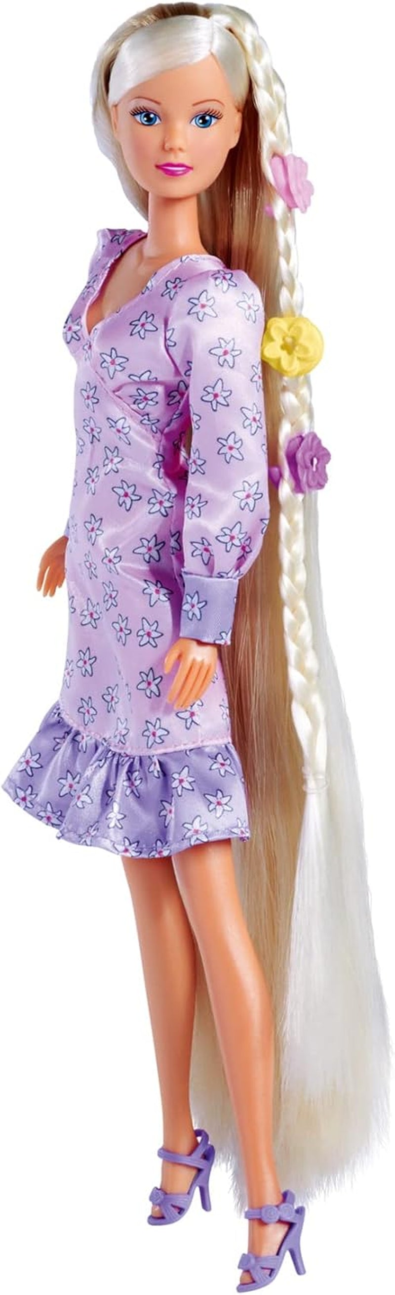 Simba 105733640 - Steffi Love Flower Hair, Puppe mit extra langen Haaren, inklusive 6 Clips, Zopfzubehör und Kamm, 29 cm, ab 3 Jahren