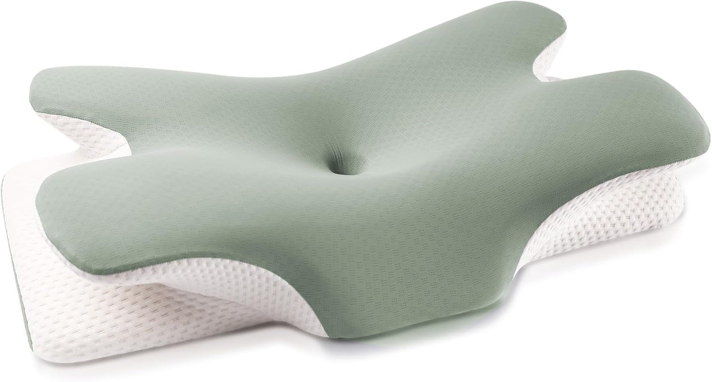 MULISOFT Memory-Schaum-Kissen, bequemes Kopfkissen, Nackenstützkissen, ergonomisches Seitenschläferkissen (grau). Orthopädische Halskissen, Naty Shop. Grüße