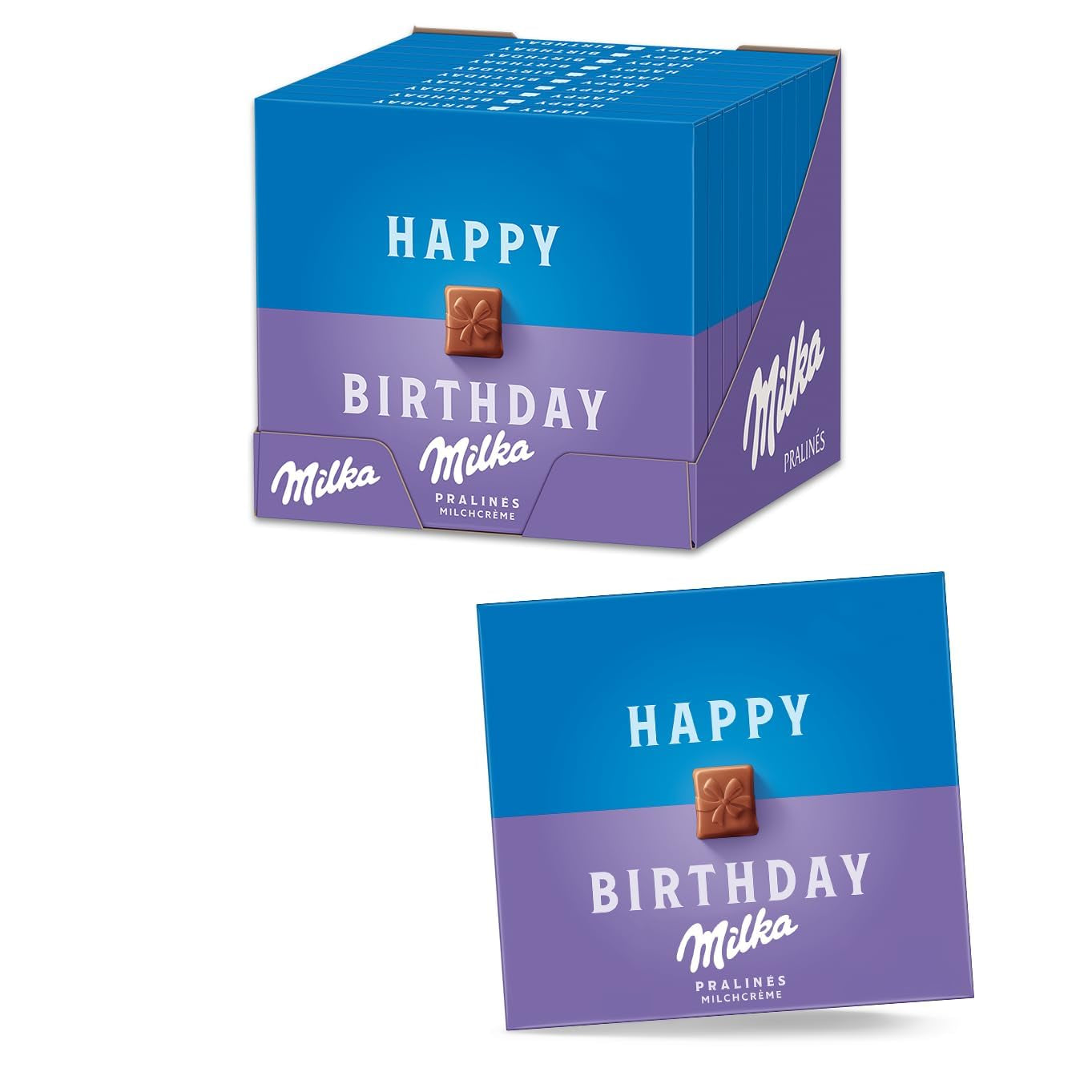 Praline Milka Herzlichen Glückwunsch – Alpenmilchschokolade mit feiner Milchcremefüllung – 10 x 110g