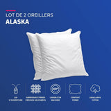 Blaues Câlin-Set mit 2 Kissen mit festem Komfort „Alaska“, super Füllung, Umschlag aus 100 % Perkal-Baumwolle, weiß, 65 x 65 cm, quadratische Form, Naty Shop Standard-Kissen
