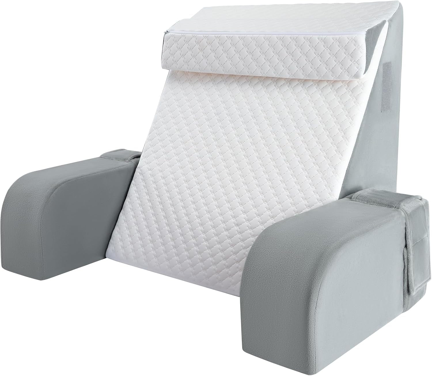 Großes Lesekissen mit Griffstange, hochdichtem Schaumstoff, ergonomischem Rückenkissen, Armlehnen, Nackenstütze und Kopfstütze, Liegesitzkissen zum Schlafen, Spielen, Fernsehen, für Bett und Sofa