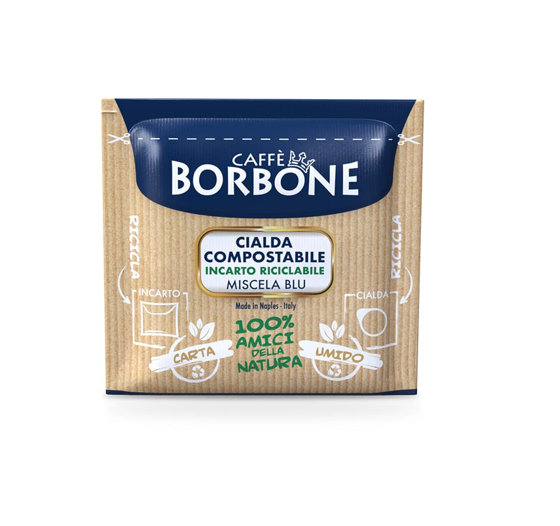 Caffè Borbone kompostierbare Kaffeepads, blaue Kaffeemischung – 50 Pads – kompatibel mit ESE System Papierpads 44 mm