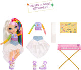 Rainbow High Junior High Rockband – Amaya, Regenbogenfarben – 23 cm große Modepuppe mit Tastatur, anpassbar mit Aufklebern, beweglich, süßes Spielzeug für Kinder ab 4 Jahren