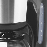 Emerio CME-122933, Filterkaffeemaschine, 1,25 l für bis zu 10 Tassen frischen Kaffee, permanent herausnehmbarer Filter, Anti-Tropf-Funktion, Glaskaraffe, automatische Abschaltung, 1000 Watt, schwarz/silber