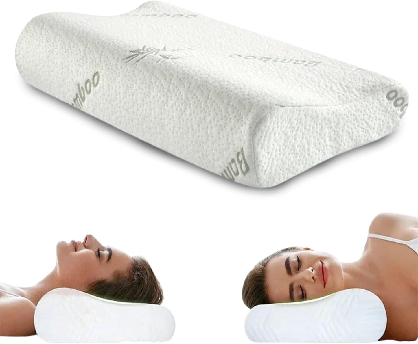 Orthopädisches Memory-Schaum-Nackenstützkissen – ergonomisches Kissen, Anti-Schnarch-Kissen für Seiten-, Bauch- und Rückenschläfer, Pilow 60 cm x 40 cm x 12 cm, orthopädische Nackenkissen, Naty Shop-Standardtitel