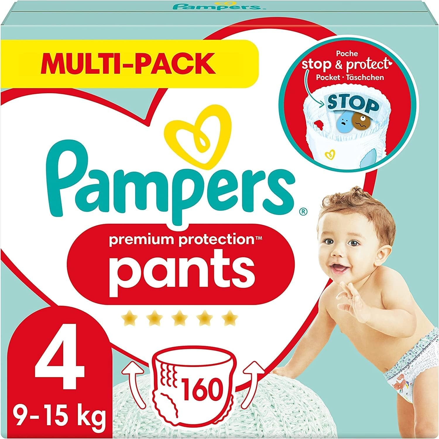 Pampers Premium Protection Pants Größe 5, 144 Windeln, 11 kg – 17 kg, mit 360°-Anpassung und weichen Anti-Leck-Bündchen für optimalen Komfort und Schutz