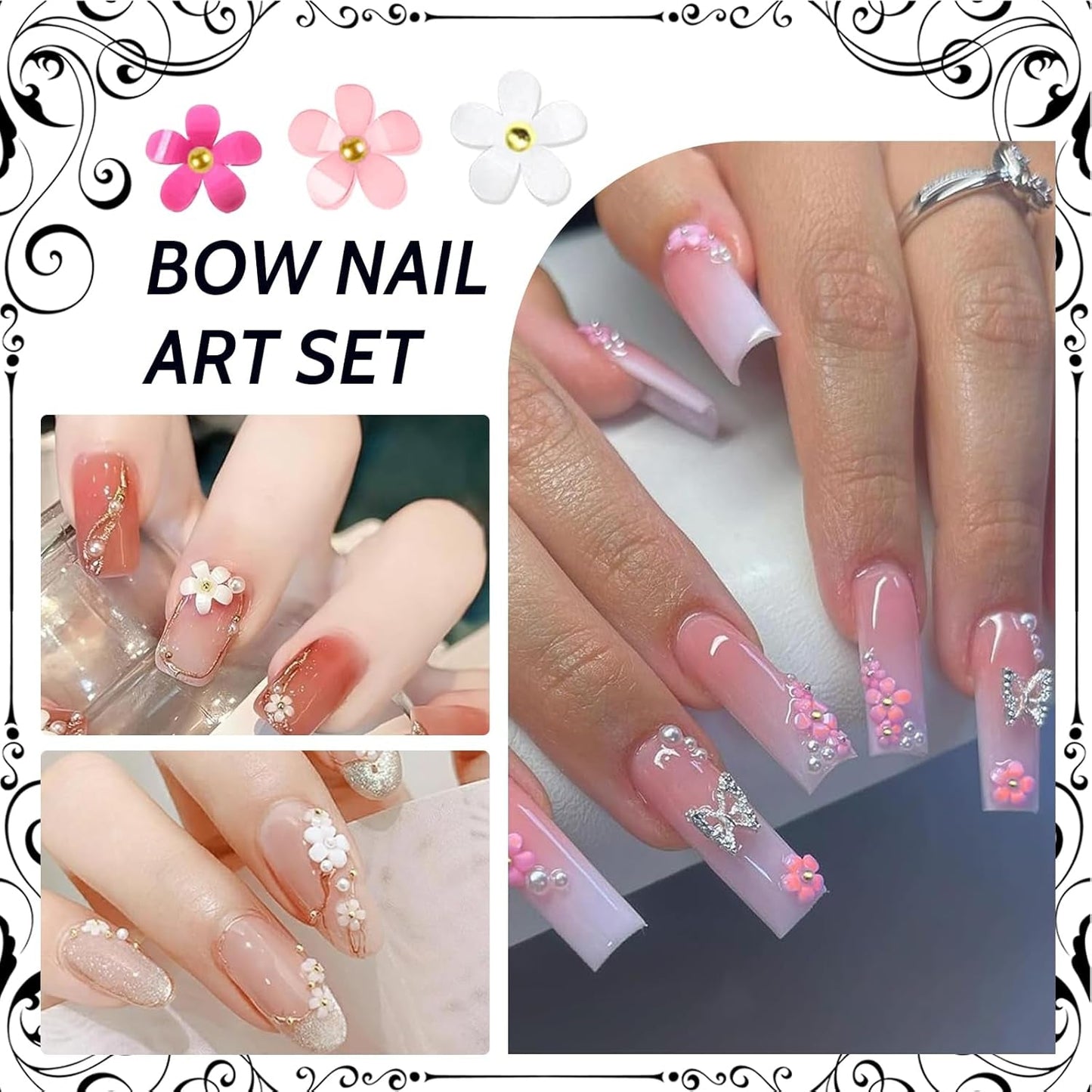 1 Karton Nail Art Charms, 3D Flowers Nagelkunst Charms, Acryl Blumen Nagel Strass Mit Ornamenten, Nagel Edelsteine, Nagel Zubehör Für Mädchen, Nagelkunst Dekoration, DIY Handwerk Nagel Design