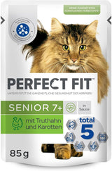 PERFECT FIT™ Senior Cat Portionsbeutel mit Truthahn und Karotten, 12 x 85 g