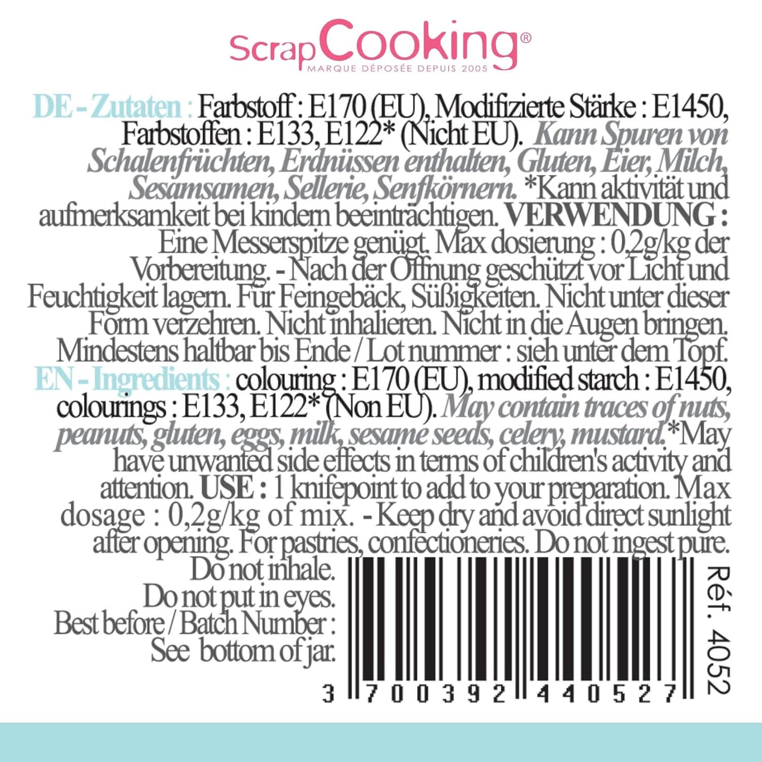Scrapcooking, Lebensmittelfarbpulver, Pastellblau, 5 Gramm Naty Shop