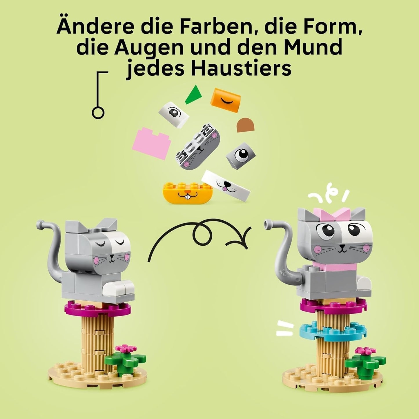 LEGO Classic Creative Animals, Box mit bunten Steinen, Baustein-Tierfiguren wie Hund, Katze, Hase, Hamster und Vogel, Konstruktionsspielzeug für Jungen und Mädchen ab 5 Jahren 11034 Bausets Besuchen Sie den LEGO-Store