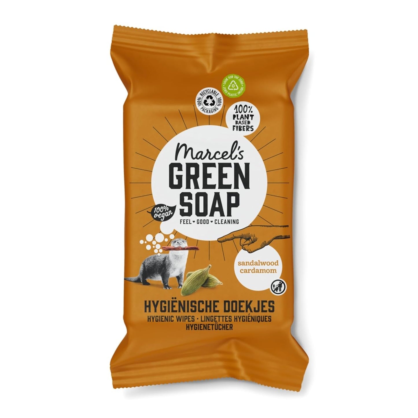 Marcel's Green Soap Handfeuchttücher, 60er-Pack – Vanille und Kirschblüte – auf pflanzlicher Basis – biologisch