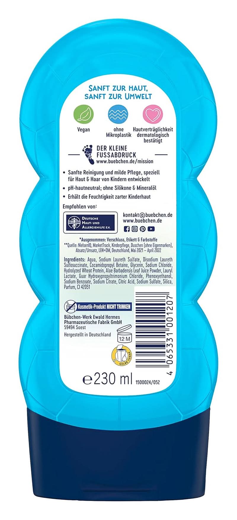 Bübchen Sportsfriend 2In1, Shampoo und Duschgel, 230 ml Dusche und Bad Naty Shop