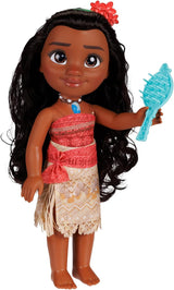 Disney Princess Moana, 35 cm große Puppe, reflektierende Glitzeraugen, bewegliche Gelenke, abnehmbares Outfit, Blumenclip, langes Haar, für Mädchen ab 3 Jahren