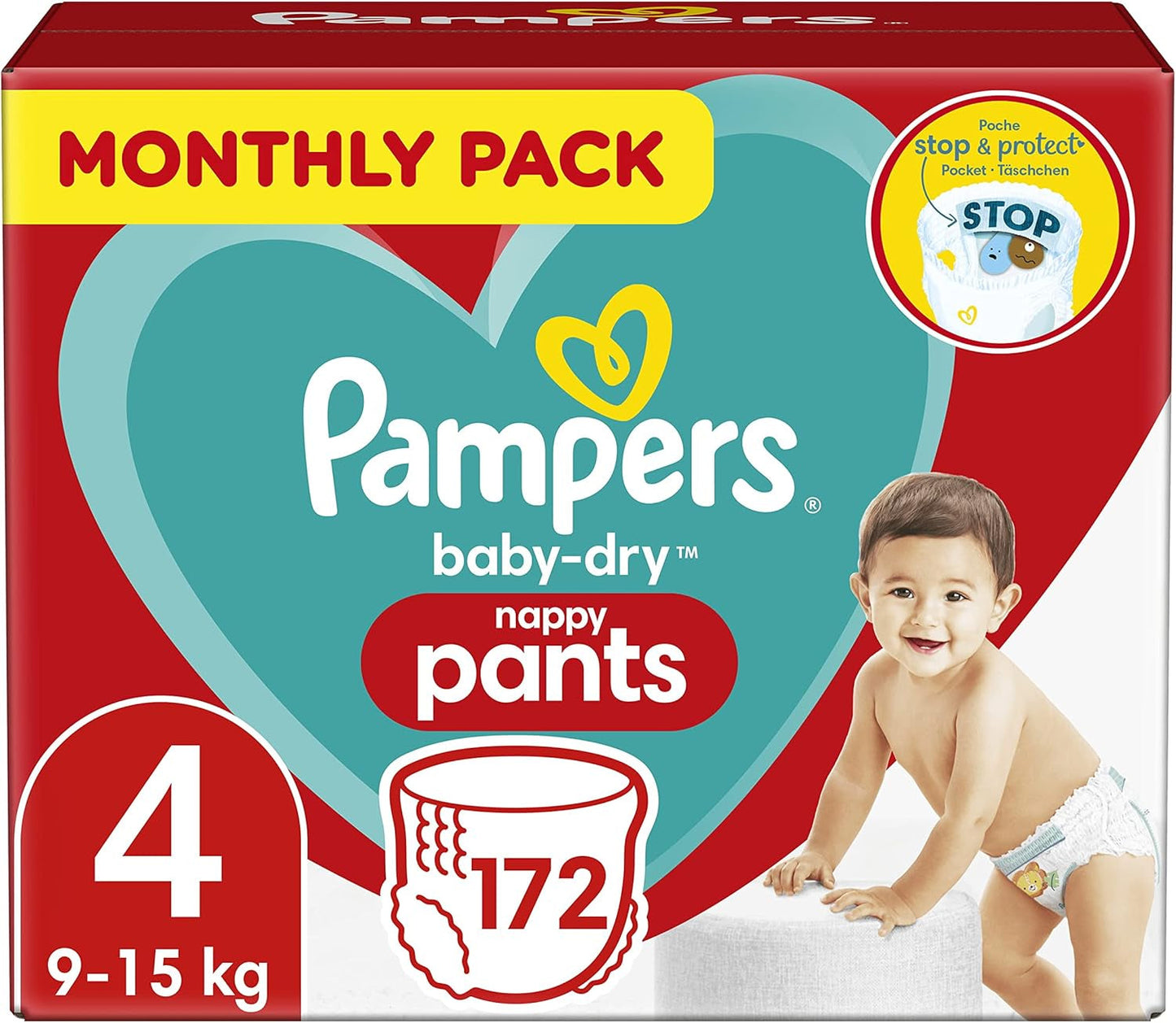 Pampers (alte Version), Höschen, Größe 4, 9 kg–15 kg, Dreierpack (1 x 88 Windeln)