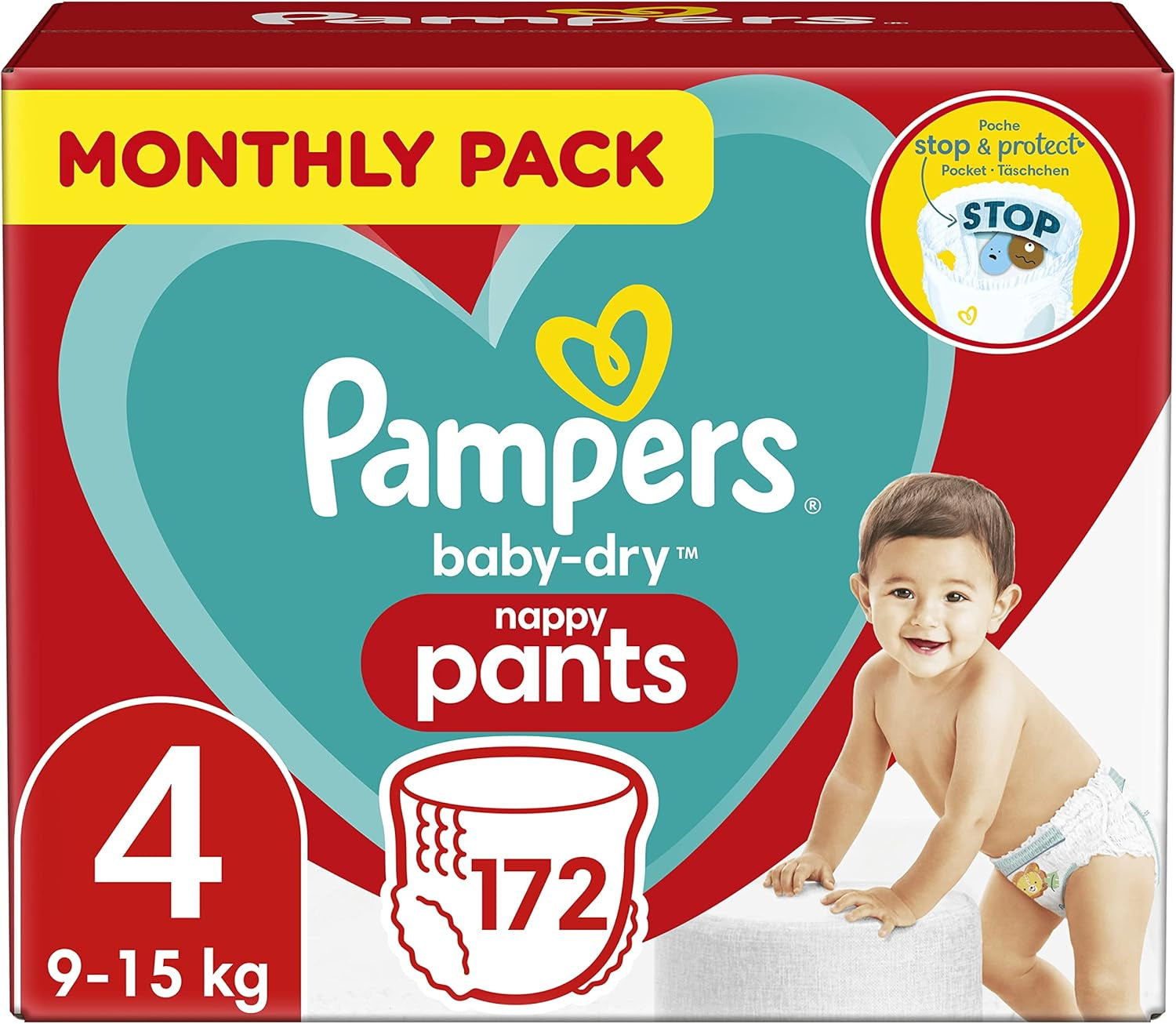 Pampers (alte Version), Höschen, Größe 4, 9 kg–15 kg, Dreierpack (1 x 88 Windeln)