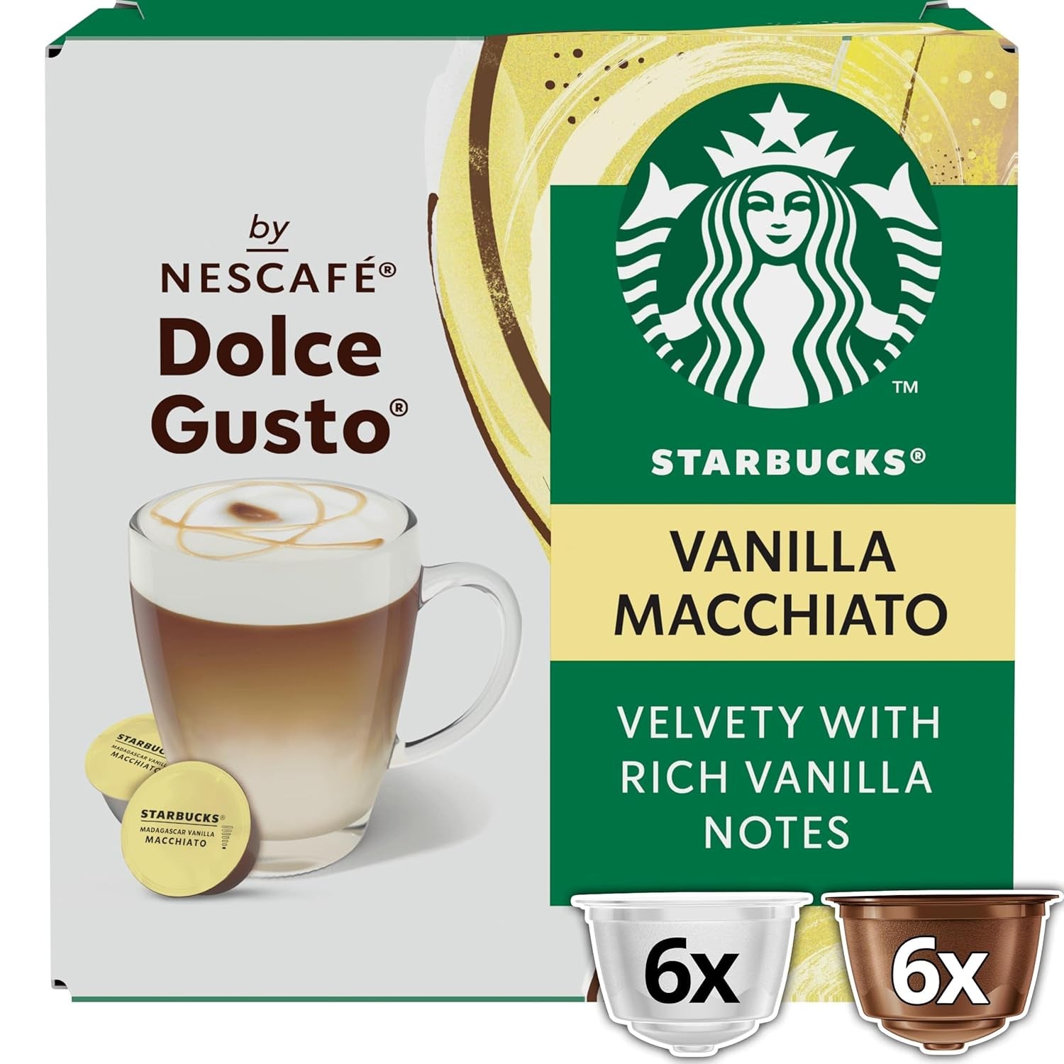STARBUCKS Vanilla Macchiato von Nescafé Dolce Gusto Kaffeekapseln 6 x 12 (72 Kapseln)