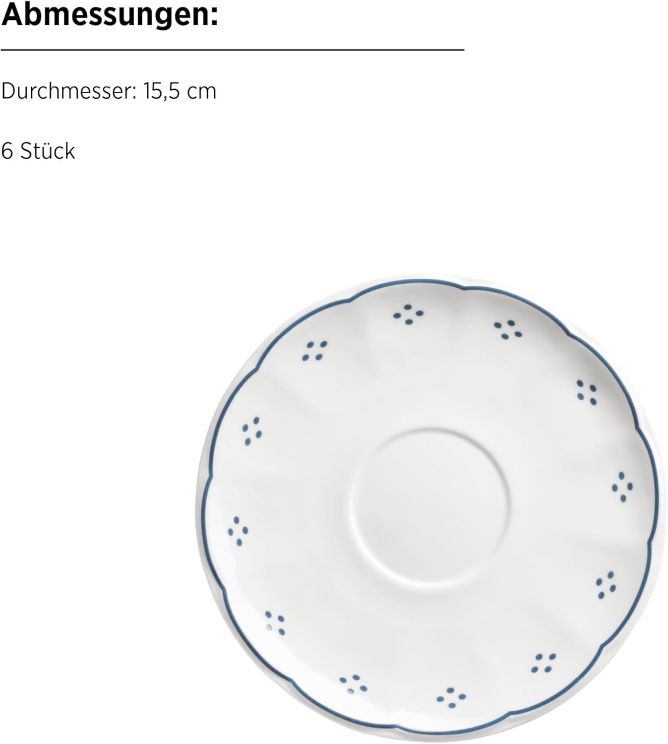 Mäser Lova Serie 18-teiliges Kaffeeservice aus Porzellan – 6 Dessertteller (19,5 cm), 6 Tassen (19 cl) und 6 Untertassen (15,5 cm), Blau
