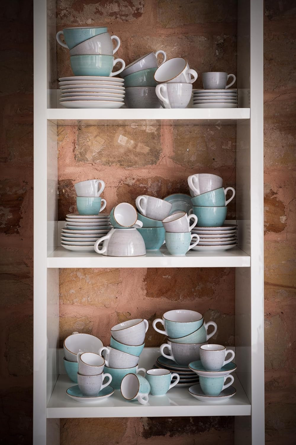 Creatable 34042 Vintage Nature Aqua Serie 8-teiliges Tafelservice für 4 Personen, Kaffeetassen-Set aus Porzellan, spülmaschinen- und mikrowellengeeignet, hergestellt in Europa