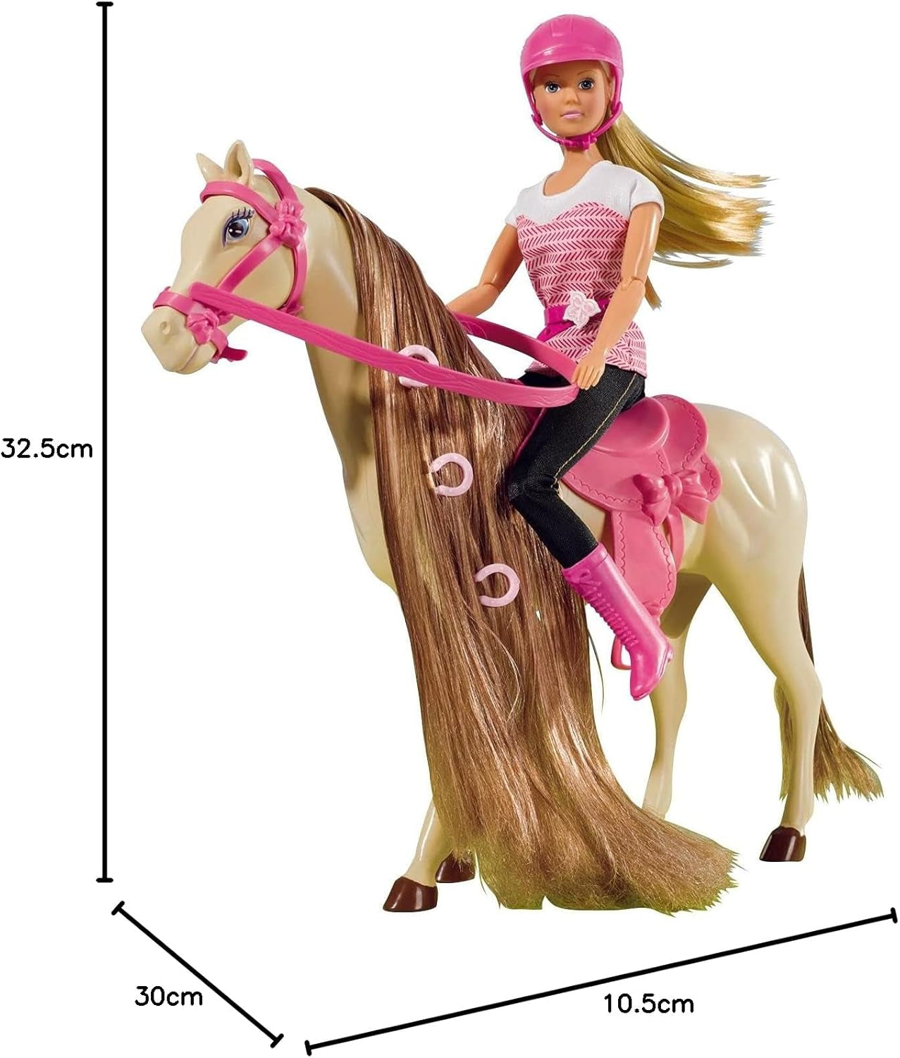 Simba 105730939 – Steffi Love Reittour, im Reitanzug, mit 2 Pferden, voll bewegliche Puppe, Anziehpuppe, 29 cm, für Kinder ab 3 Jahren. Puppen Naty Shop