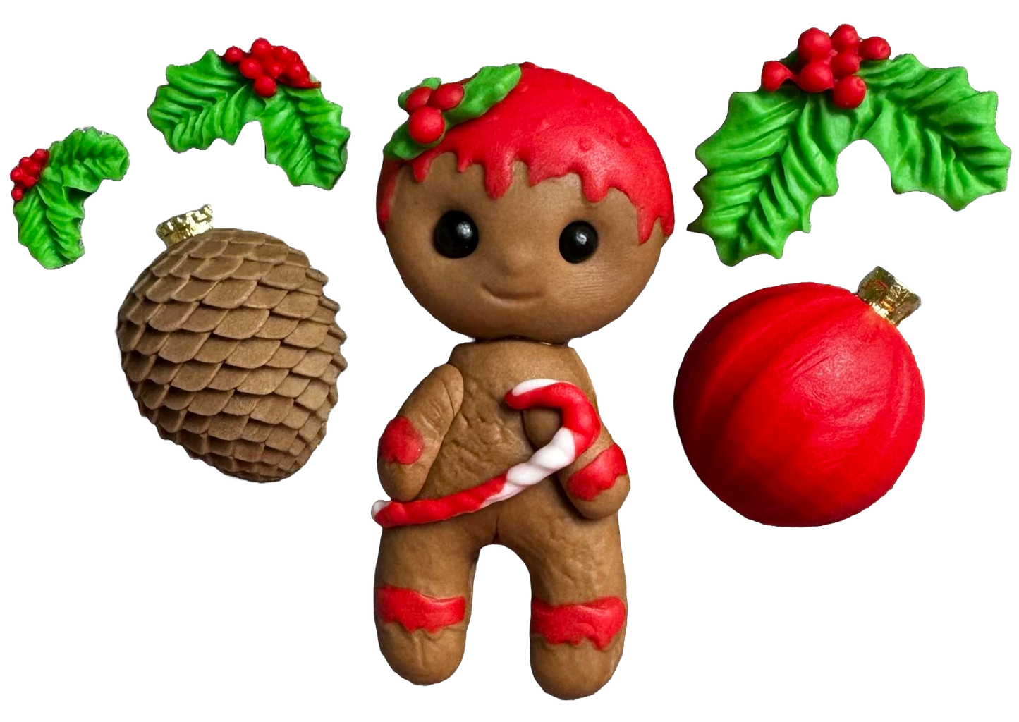 Set mit 6 essbaren Dekorationen aus Zuckerpaste, Weihnachten, Lebkuchenmann und Dekorationen Dekorationen aus Zuckerpaste Naty Shop