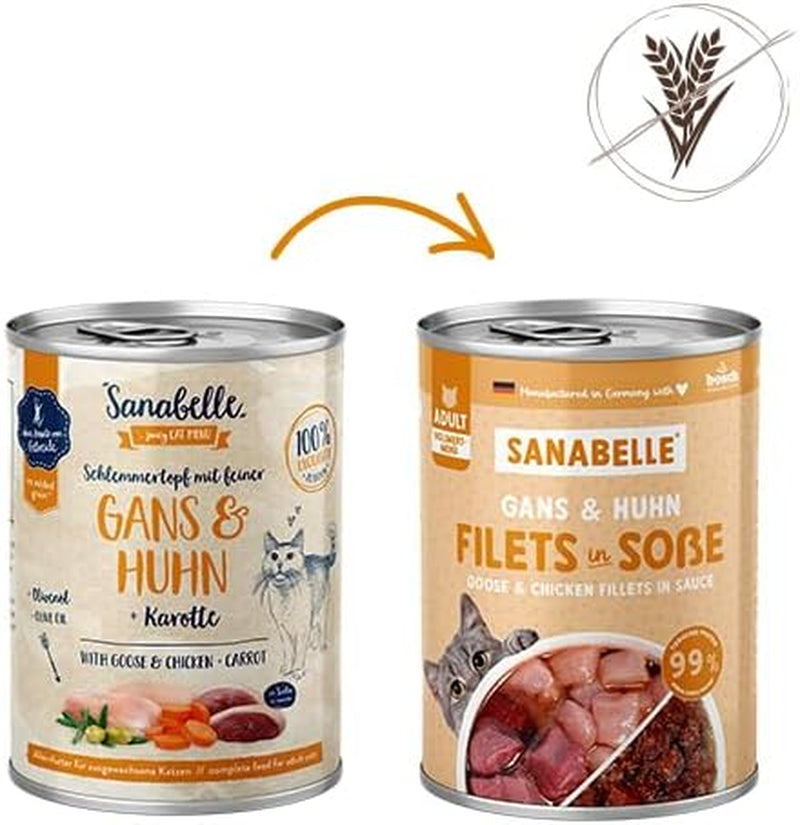 Sanabelle Gourmet Nassfutter im Topf mit Gans und Huhn | 6 x 380g | 2,28 kg