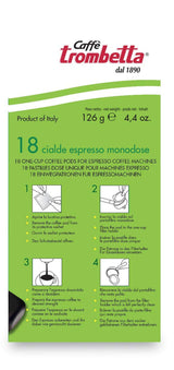 Caffè Trombetta ESE Kaffeepads, italienischer Kaffee, reichhaltiges Aroma und samtiger Gesmack Biologisch - 1 Packungen zu je 18 Kaffeepads