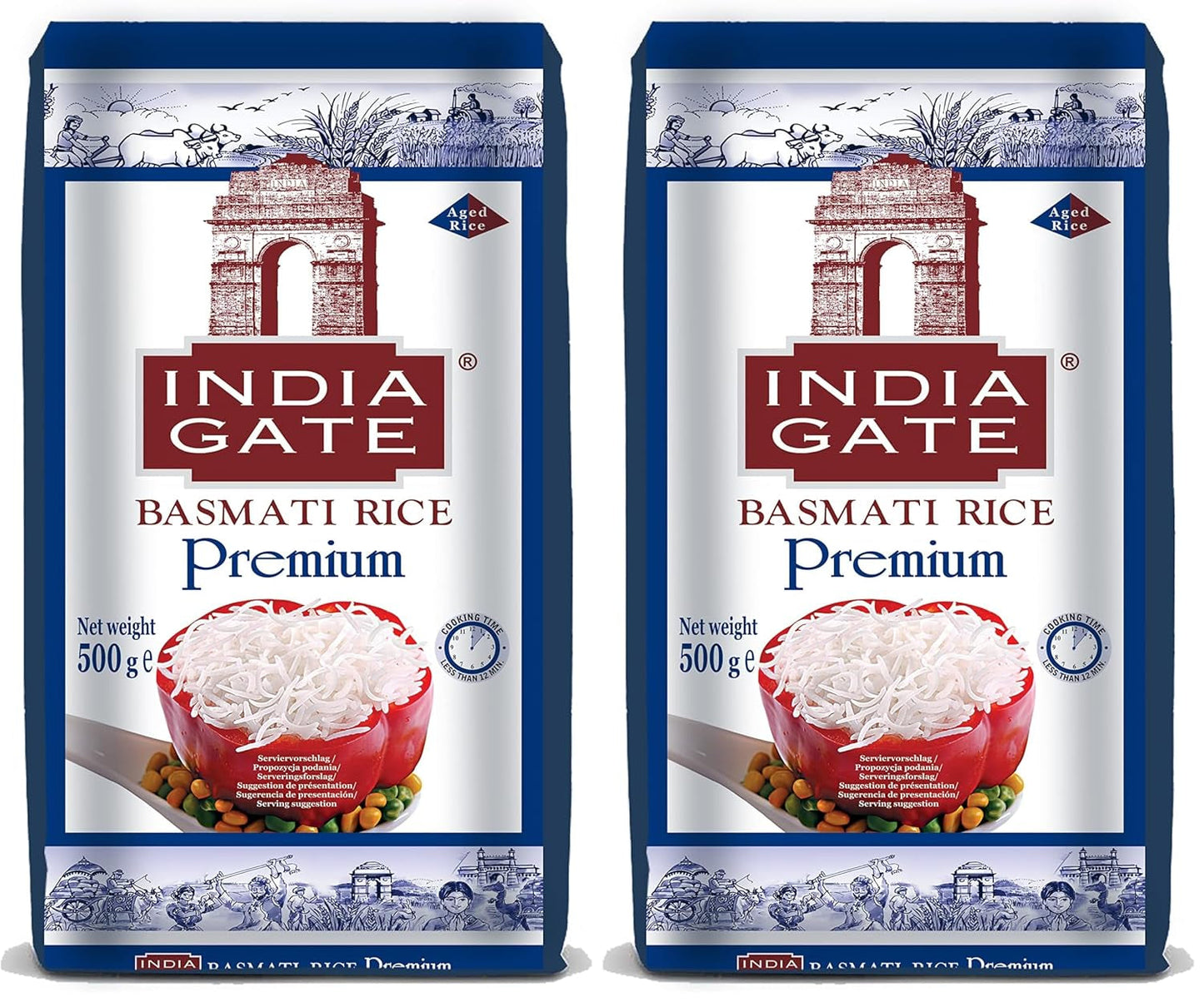 INDIA GATE Premium Basmatireis – Aromatischer, feiner Langkornreis aus Indien, feiner Langkorn (1 x 500 g)