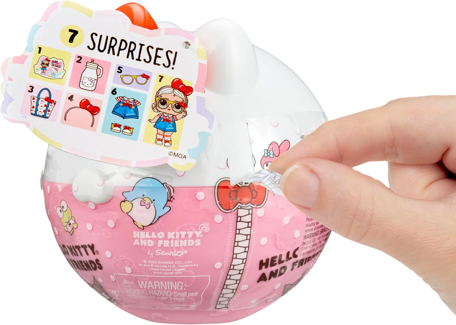 L.O.L. Überraschung! Liebt Hello Kitty und seine Freunde – 1 Puppe mit 7 Überraschungen, zufällige Auswahl, 8 Kleinkinder zum Sammeln, Geschenk für Kinder ab 4 Jahren, rosa Naty Shop-Puppen