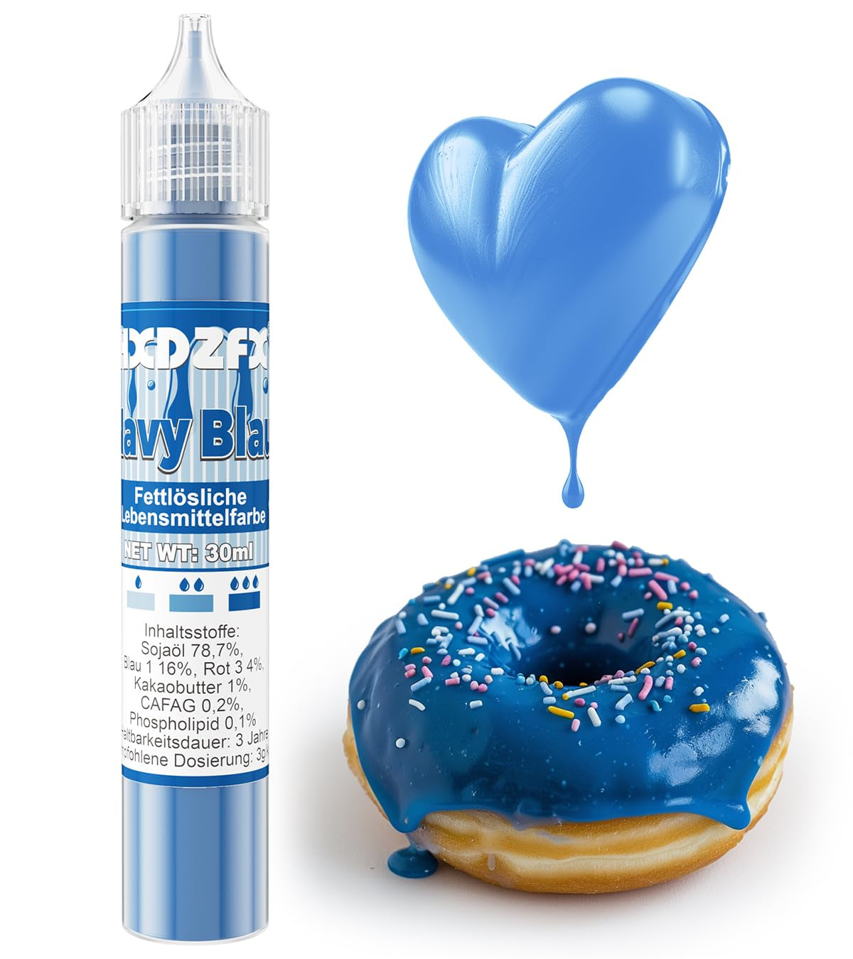 Fettlösliche Lebensmittelfarbe – 30 ml konzentrierte Lebensmittelfarbe auf Ölbasis für Schokolade, Lebensmittelfarben-Set für Kuchendekoration, Fondant, Buttercreme, Backen, Basteln (Marineblau)