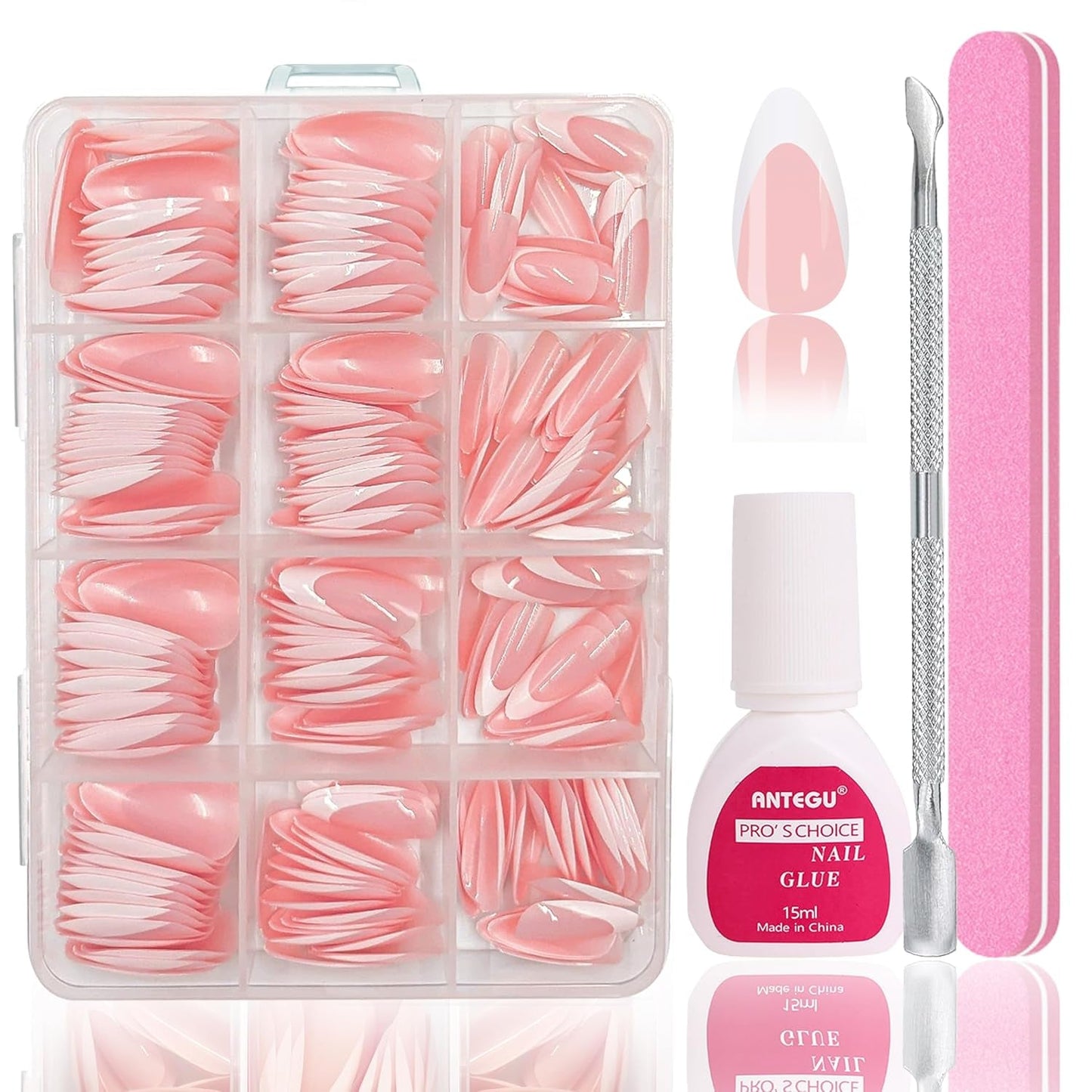 Ballerina-Kunstnägel-Set – 240-teiliges zartes Flieder-Rosa-Kunstnägel-Set, vollflächiger Kleber auf Kunstnägeln, Set mit künstlichen Nagelspitzen für Maniküre und Nagelkunst für Frauen und Mädchen (Lavendelrosa)