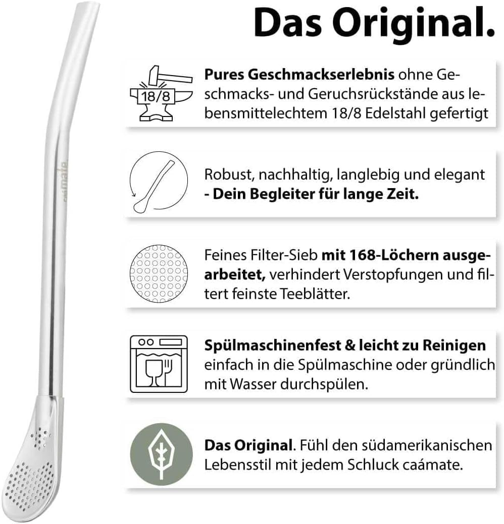 Mate Bio-Teeset ● 3 Mate-Sortimente + 2 doppelwandige Mate-Becher aus Edelstahl + 2 Bombillas + Zubereitungsanleitung (Schwarz)