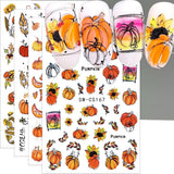 3D Herbst Nagelaufkleber Kürbisblätter Nagelaufkleber Geometrische Linie Blumen Nagelaufkleber Thanksgiving Day Design Nagelaufkleber Herbst Kürbis Nagelaufkleber Nagelzubehör Nagelkunst