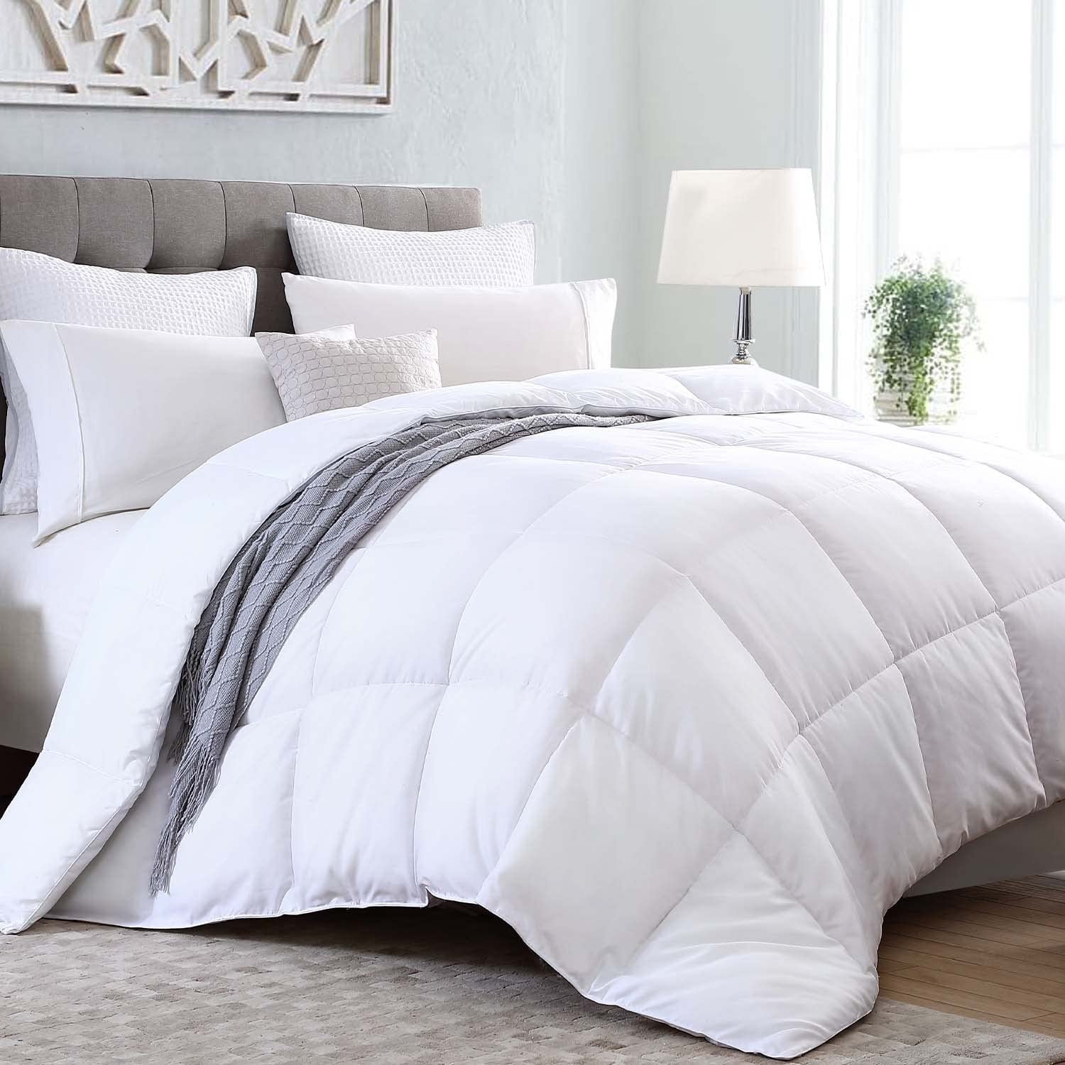 Kingsley Trend Alternative weiße Daunendecke für alle Jahreszeiten, Ganzjahres-Kingsize-Bettdecke (2,6 m x 2,3 m), weiche, maschinenwaschbare Bettdecken und Steppdecken, Naty Shop King White